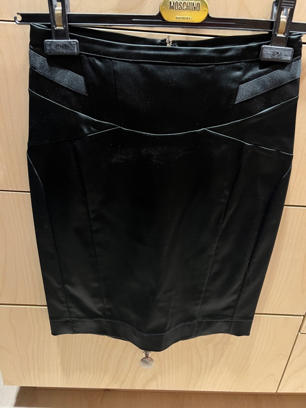 Just Cavalli Black Satin-Trim Pencil Skirt